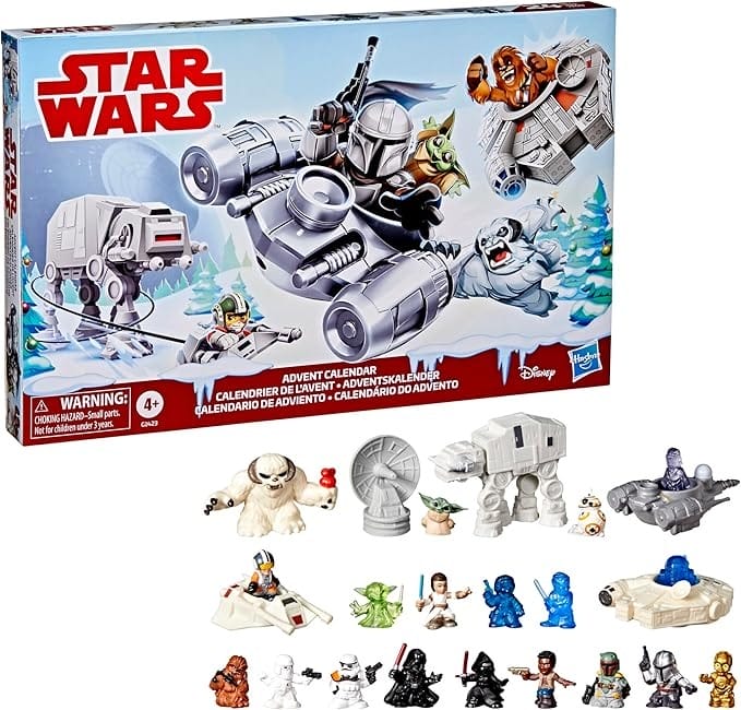 Star Wars advent calendar box with mini figures and vehicles—perfect for Disney Backpacks or Amazon Prime Big Deal Days.