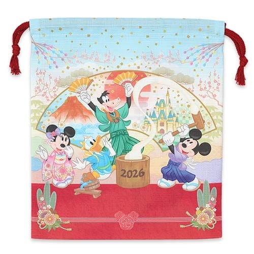 Mickey, Minnie, Donald, and Goofy celebrate 2026 in kimonos with Tokyo Disney Resort New Year's merchandise, no castle shown.