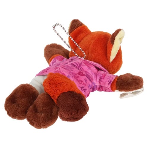 Plush fox toy in a pink shirt with keychain, Zootopia 2 Disney Parks merch—perfect collectible for fans and parkgoers.