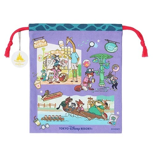Drawstring bag featuring Disney’s Robin Hood scenes, marked “Tokyo Disneyland” at the bottom—no castle pictured to compare.