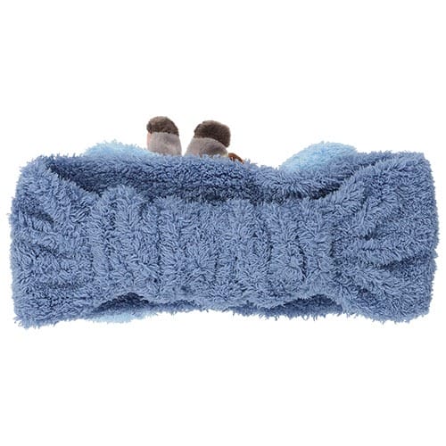 Blue plush headband with gathered texture and animal ears—ideal for Tokyo Disneyland fans, where park style rivals Disney World.