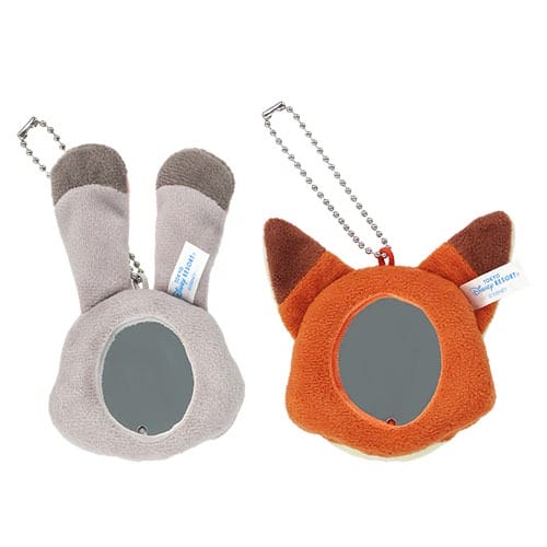 Zootopia 2 plush bunny and fox ear keychains with mirrors on ball chains, a cute Disney Parks collectible—no castle featured here.