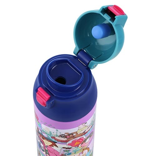 A vibrant water bottle with flip-top lid features adorable Zootopia 2 graphics, exclusive to Tokyo Disneyland merchandise lines.