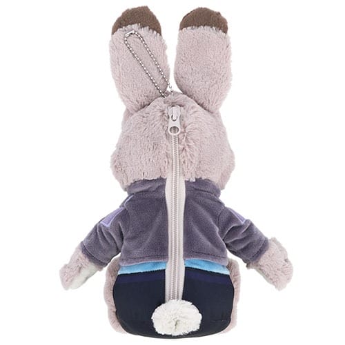 Plush bunny keychain in a purple jacket, facing away to show fluffy tail and zipper—adorable Zootopia 2 Disney Parks merch.
