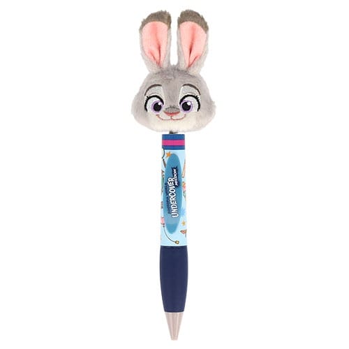 A Tokyo Disneyland-inspired pen with a plush gray bunny head and big ears, blue barrel—distinctly themed like Disney park merch.