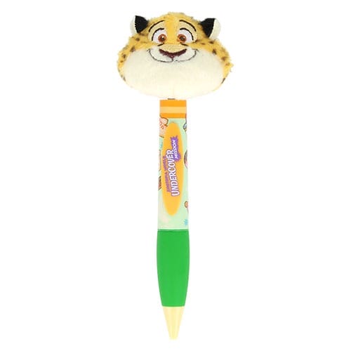 A vibrant pen topped with a plush cheetah head—exclusive Zootopia 2 merch seen only at Tokyo Disneyland, not in US Disney parks.