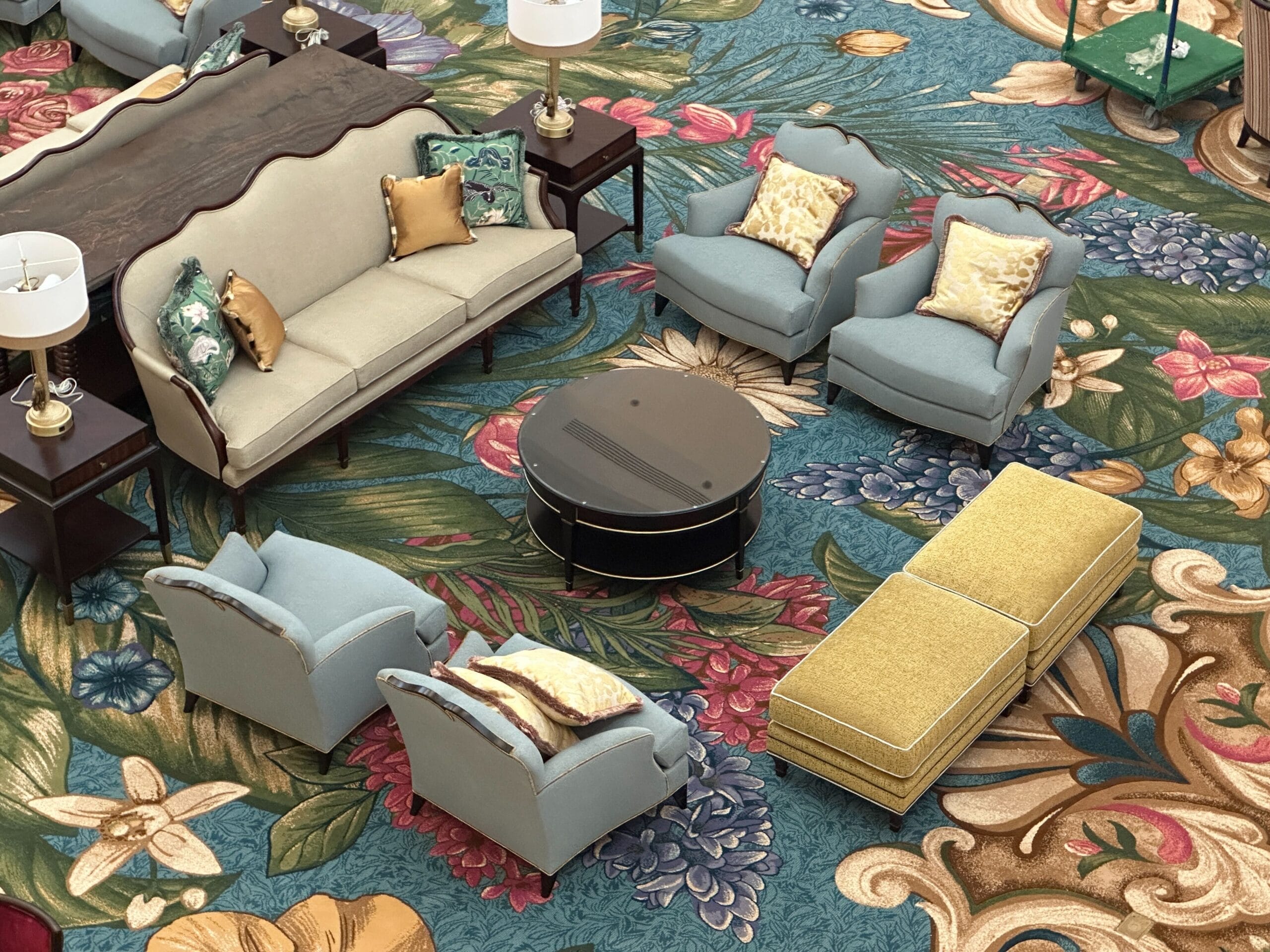 New furniture in the renovated lobby of Disney's Grand Floridian Resort in Walt Disney World.