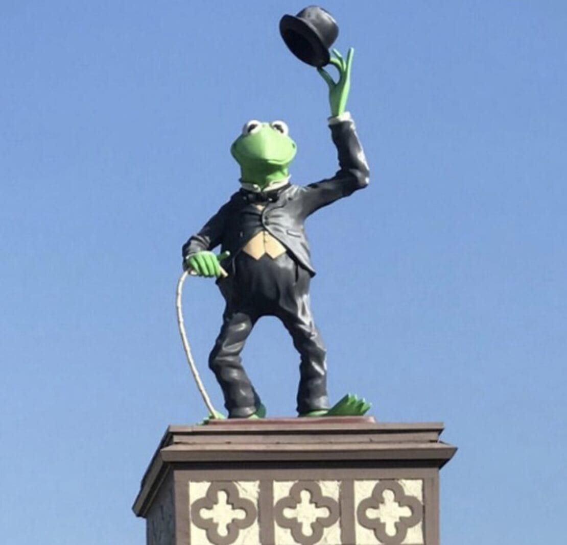 Historic “Charlie Chaplin” Kermit the Frog Muppet Studios Statue Has Been Saved