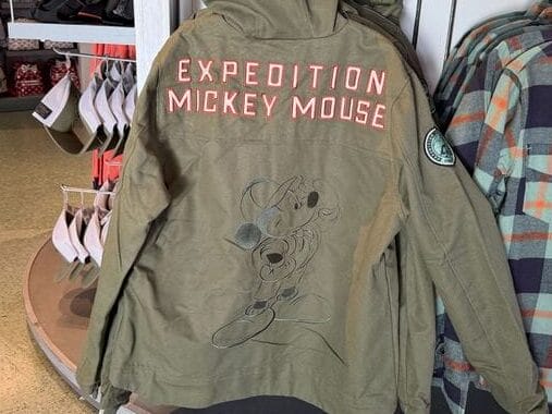 Green jacket from the Mickey Mouse Collection, “Expedition Mickey Mouse” and Bret Iwan’s outline on back; Disneyland park exclusive.