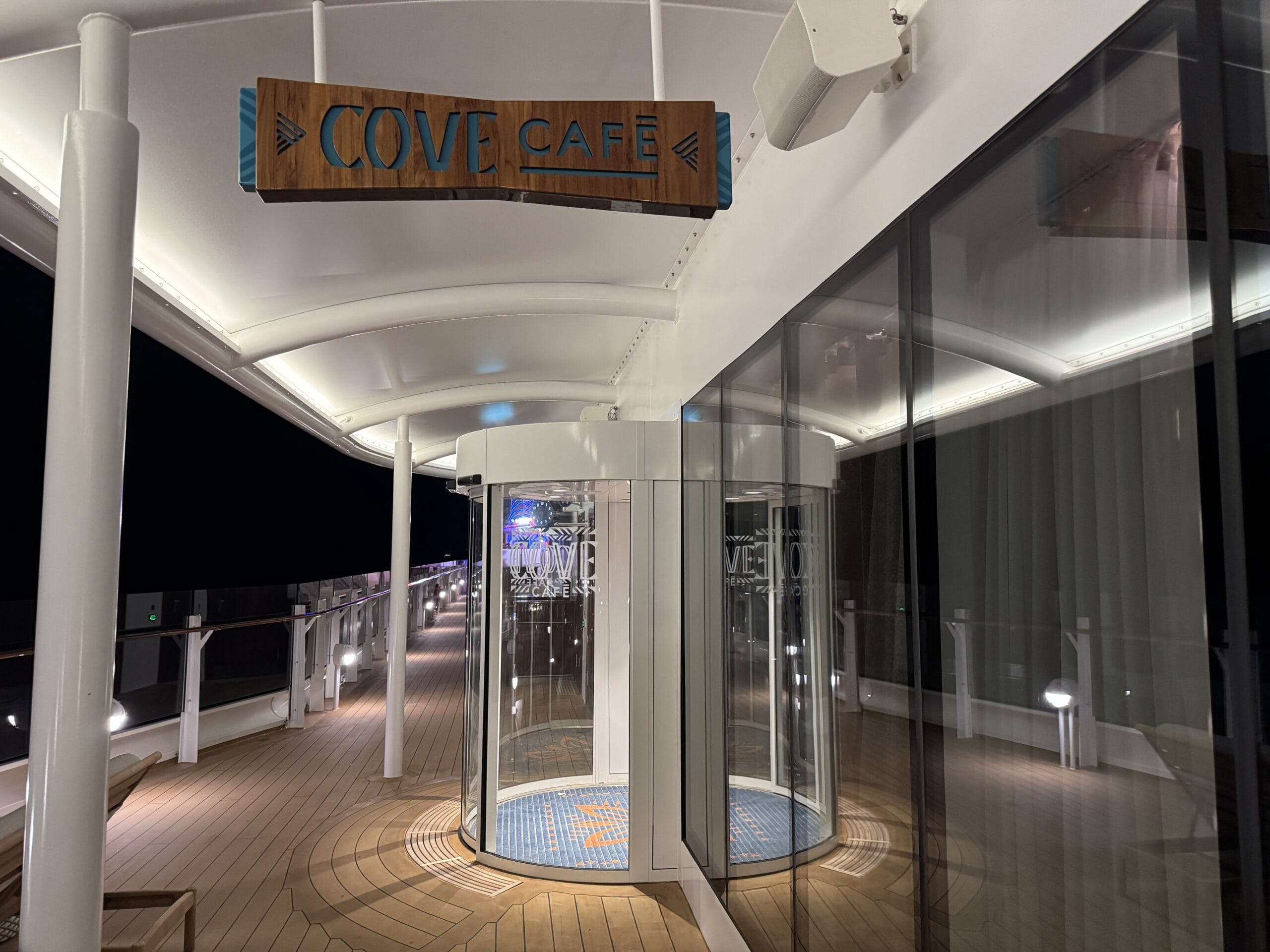 Adults can escape the hustle and bustle of the Disney Destiny by stopping in at the Cove Café and Cove Bar.