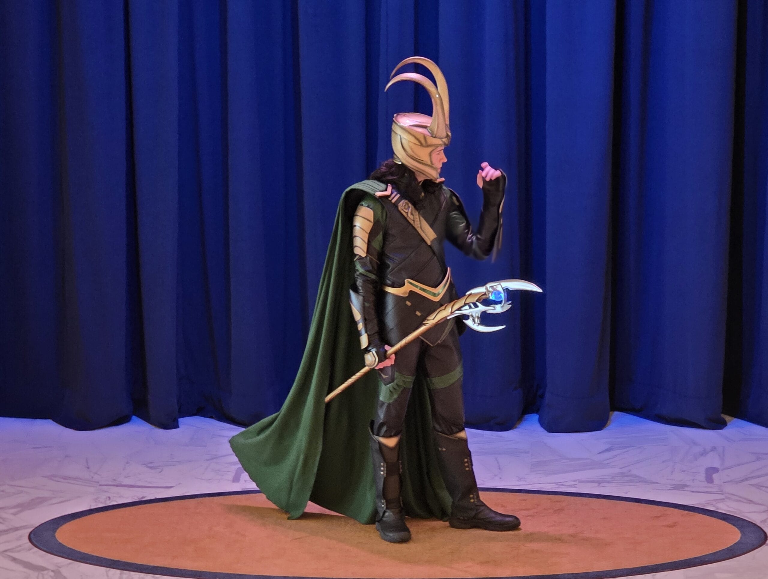 Loki, the God of Mischief, makes appearances on the Disney Destiny during the Loki - Celebration of a King show.