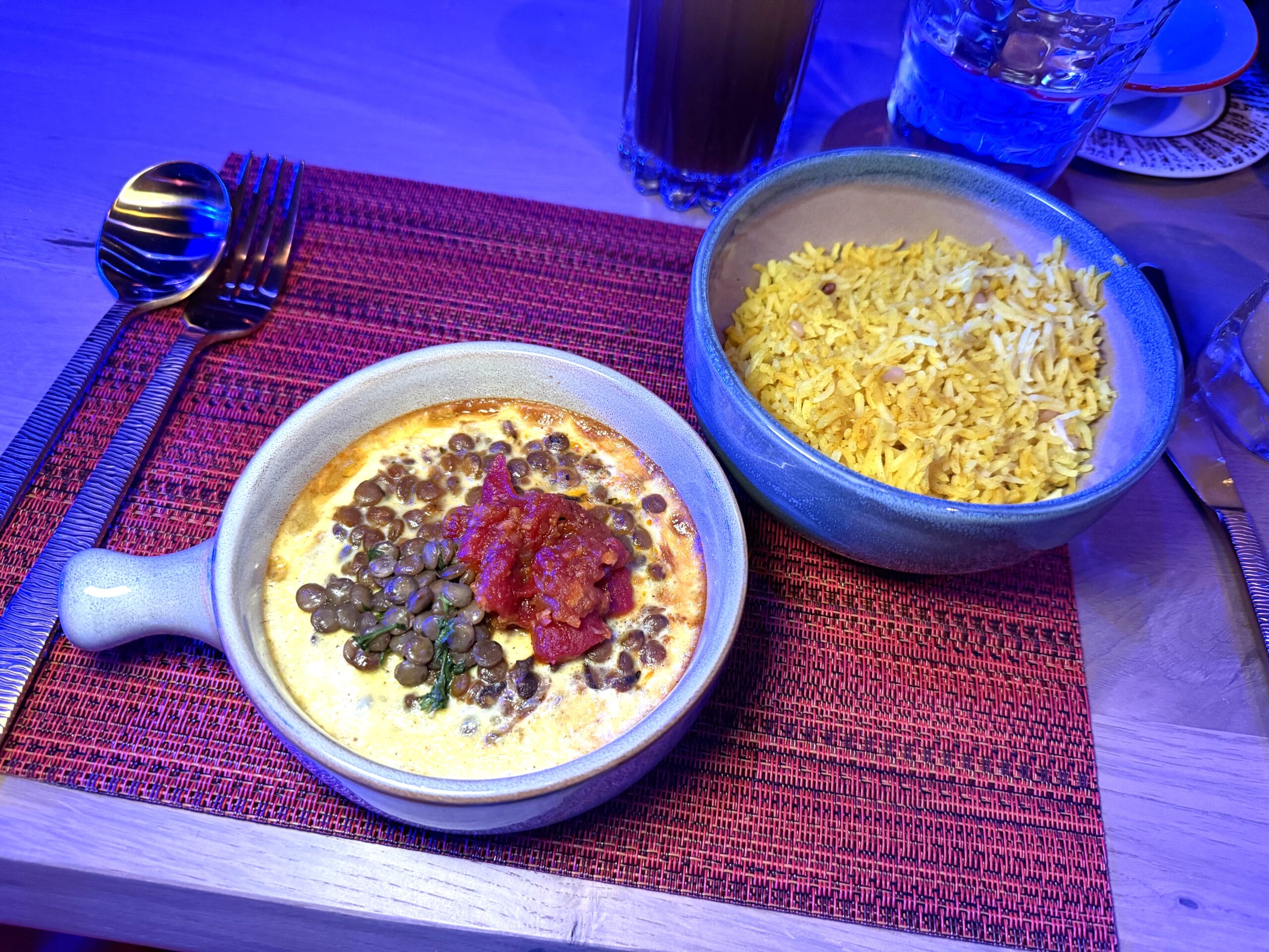 Low Cooked Zucchini, Carrot, Garbanzo Beans, Eggplant, Potato, Olives, Dried Cherries, Fragrant Tomato Broth, Pine Nut-Pomegranate, Couscous, Roasted Lemon-Mint "Yogurt."