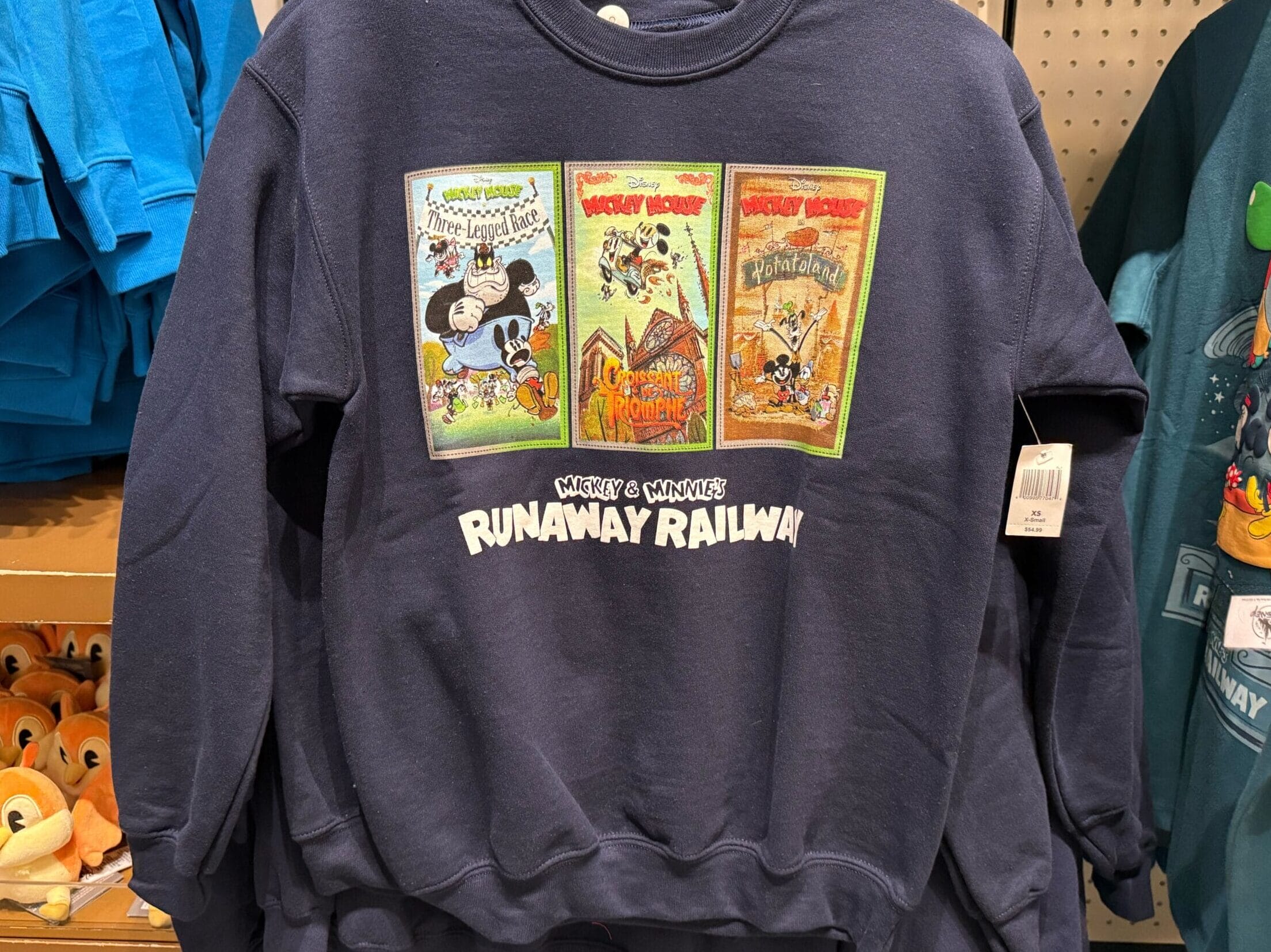 a picture of the front of the sweatshirt from mickey and minnie's runaway railway