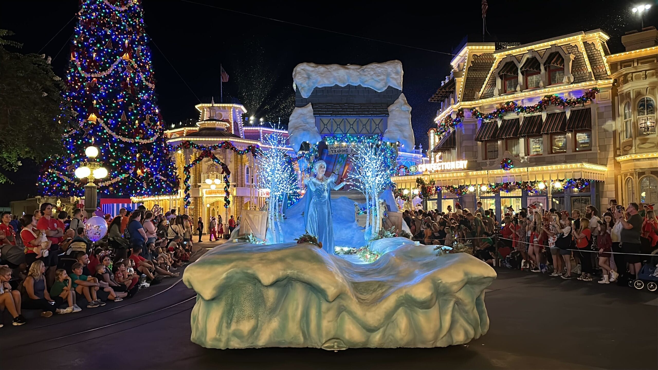 Elsa in the Mickey's Once Upon a Christmastime Parade 2025