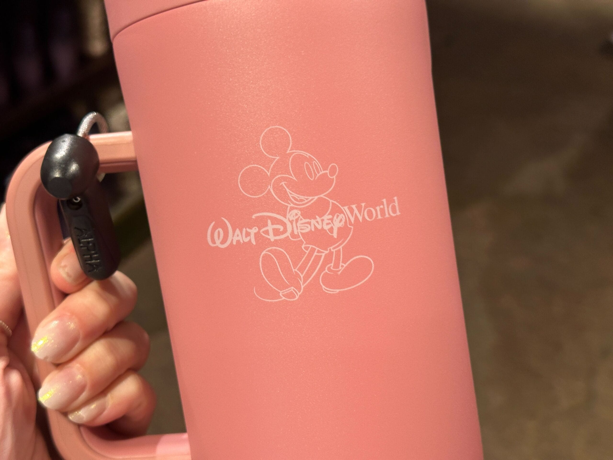 a close up of the pink tumbler