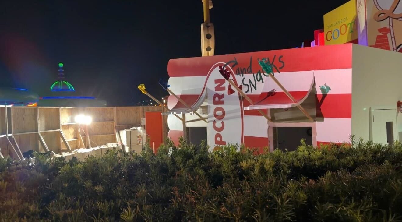 Crews Cleaning Around New Toy Story Land Snack Kiosk, Opening Soon