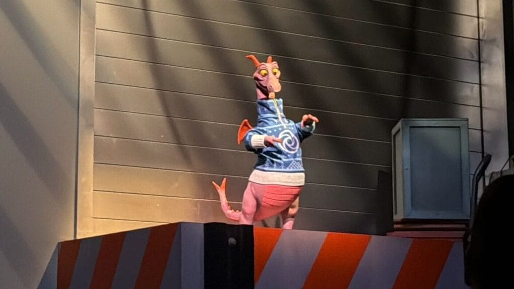 figment in his holiday sweater in the second scene