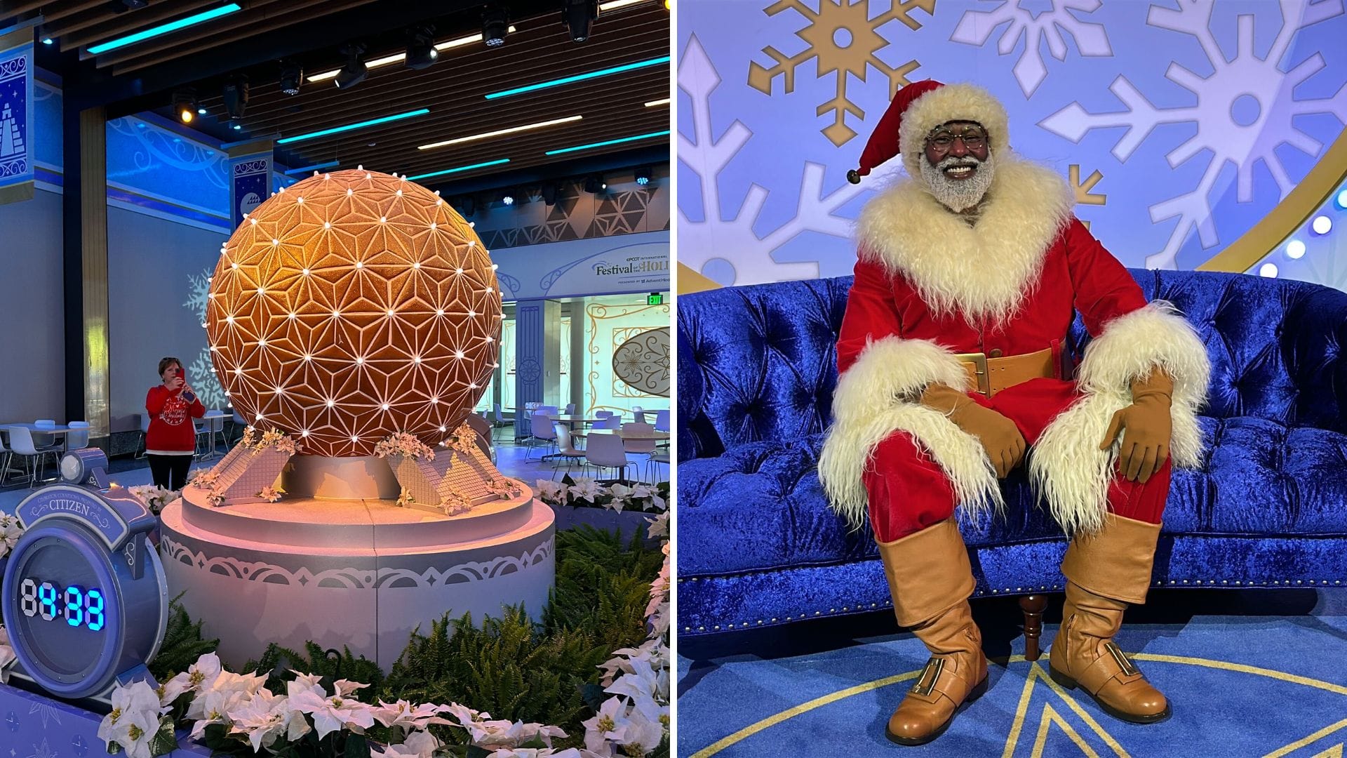 Santa Claus Meet and Greet, Spaceship Earth Gingerbread Display in CommuniCore Hall at EPCOT