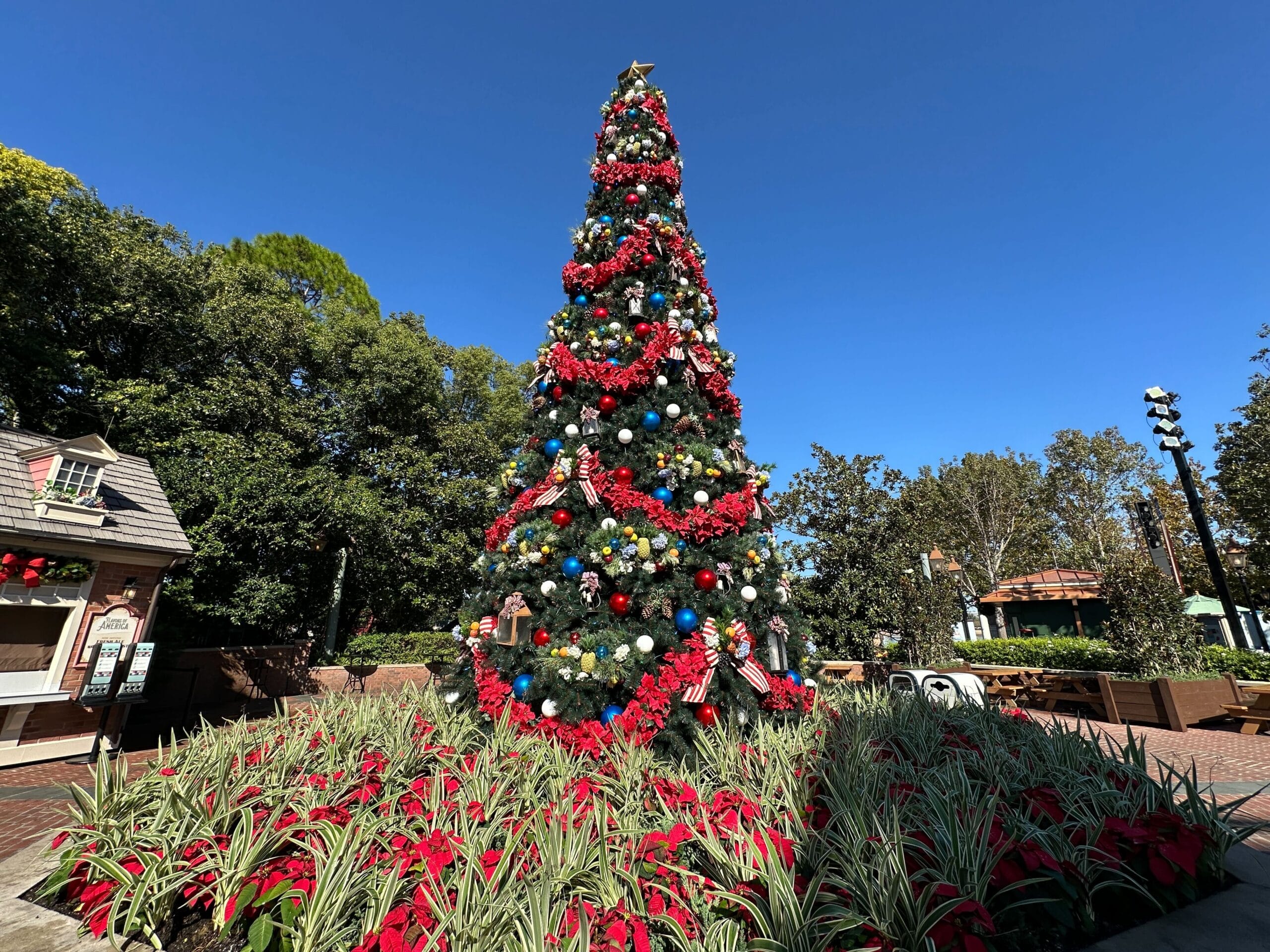 Christmas tree and more décor has already begun to arrive at EPCOT