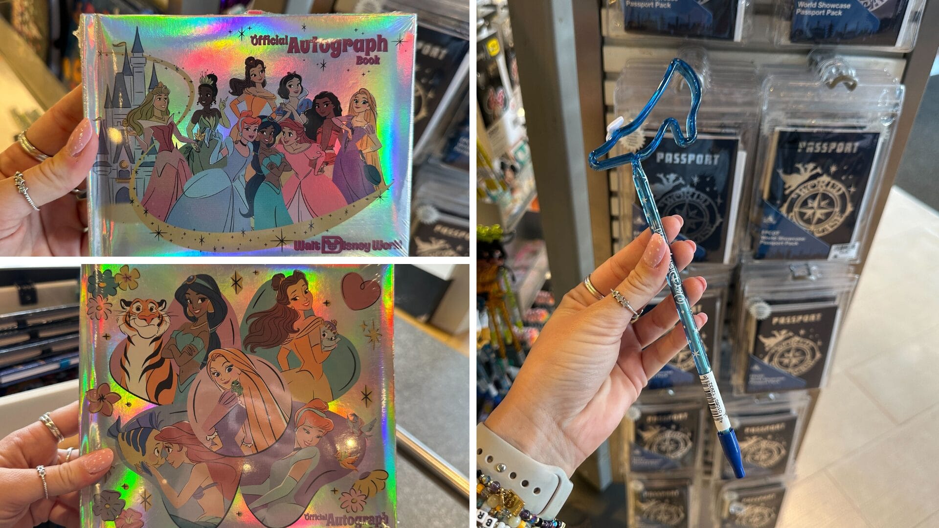 Disney Princess autograph books and Cinderella slipper pen now available at EPCOT.