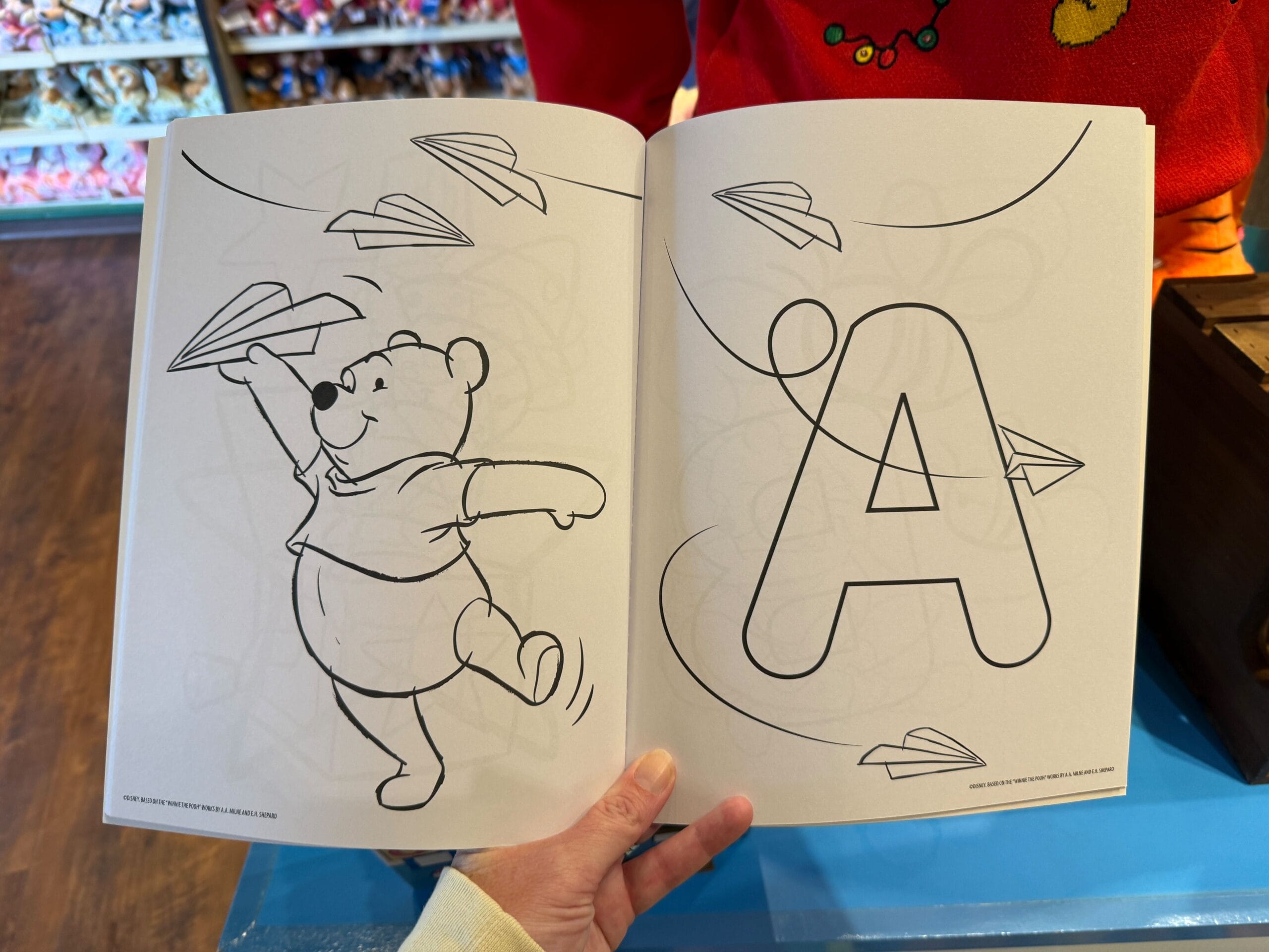 Inside of the Winnie the Pooh coloring book.