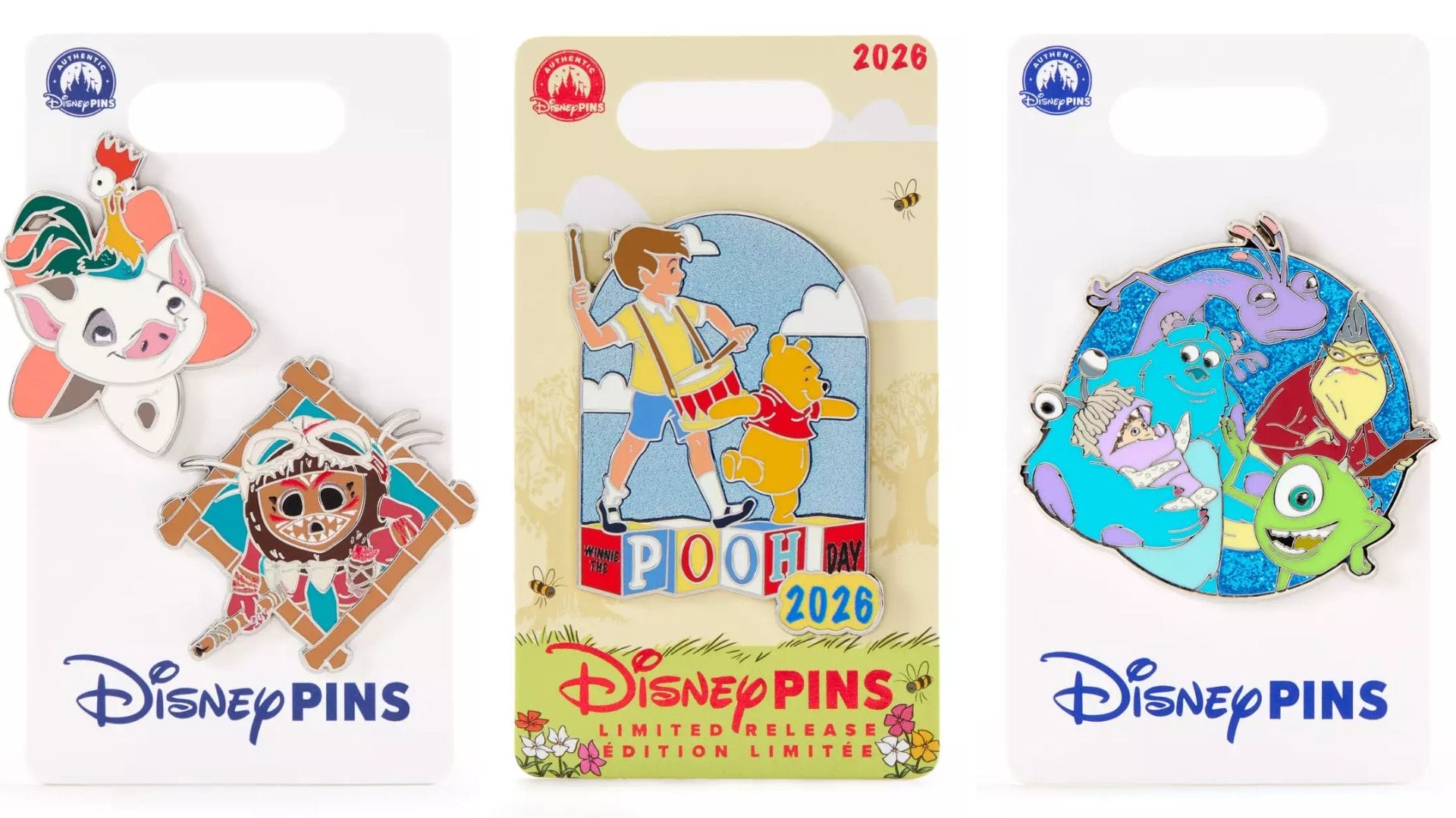 Winnie the Pooh Day, Moana, and Monsters Inc. Pins From Disney