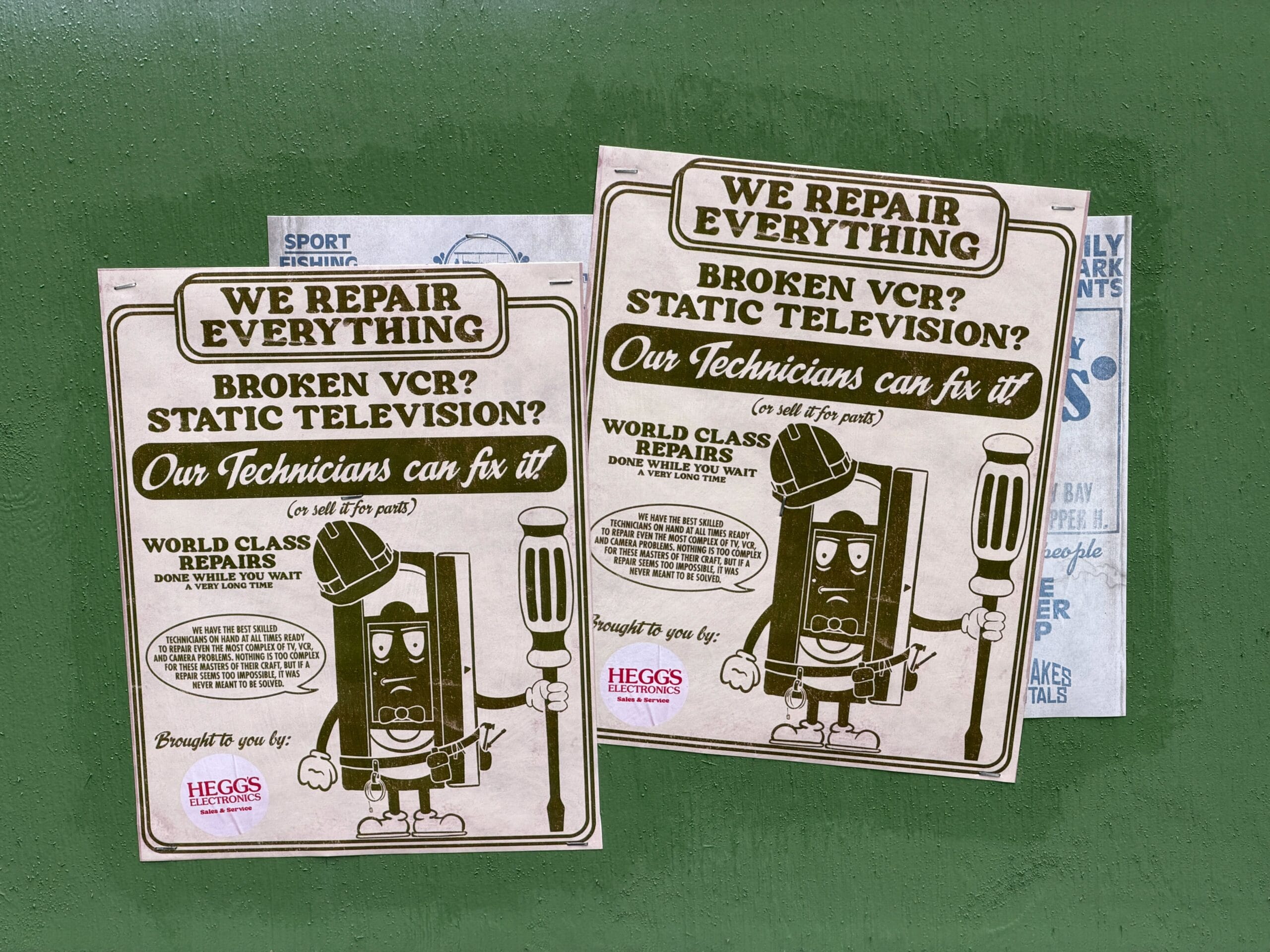 There are also additional Mr. Tape flyers on the walls.