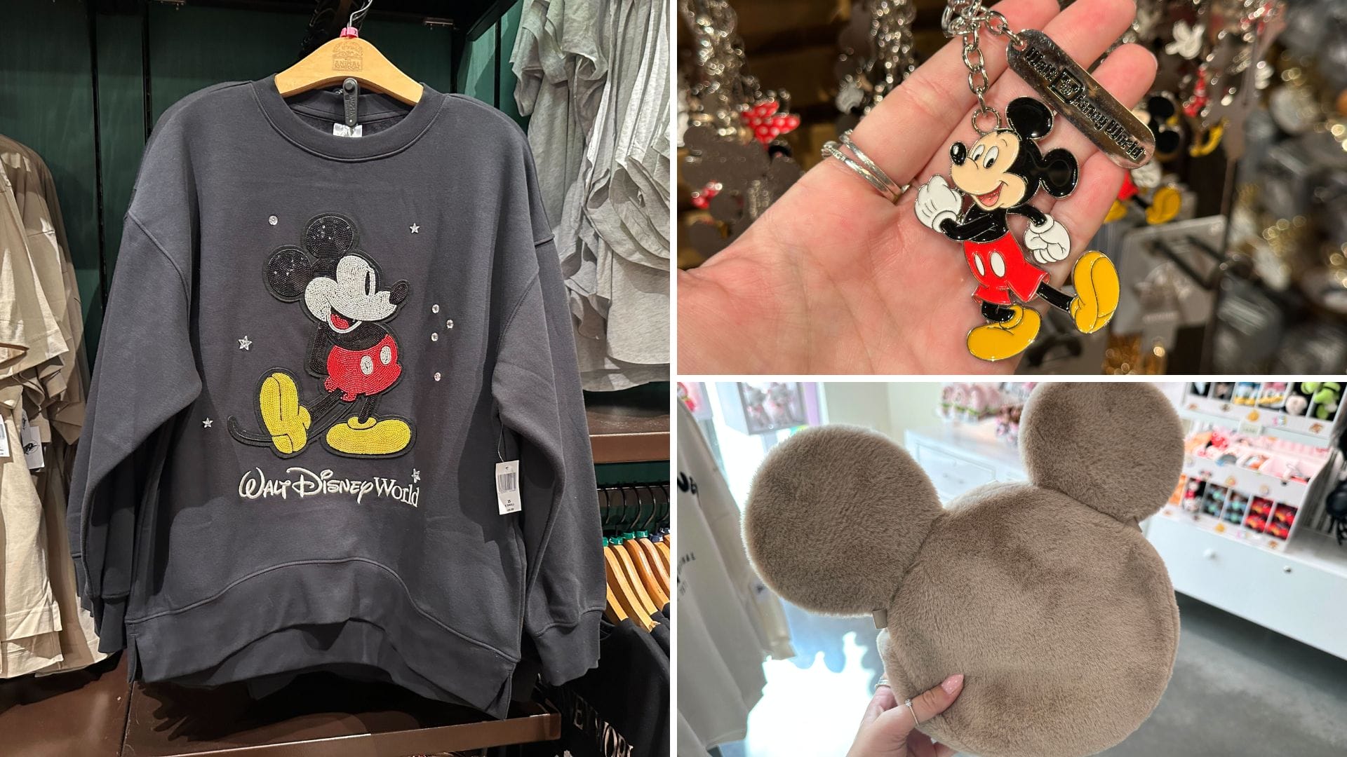 New Mickey Sweatshirt, Purses, and Keychain at Walt Disney World