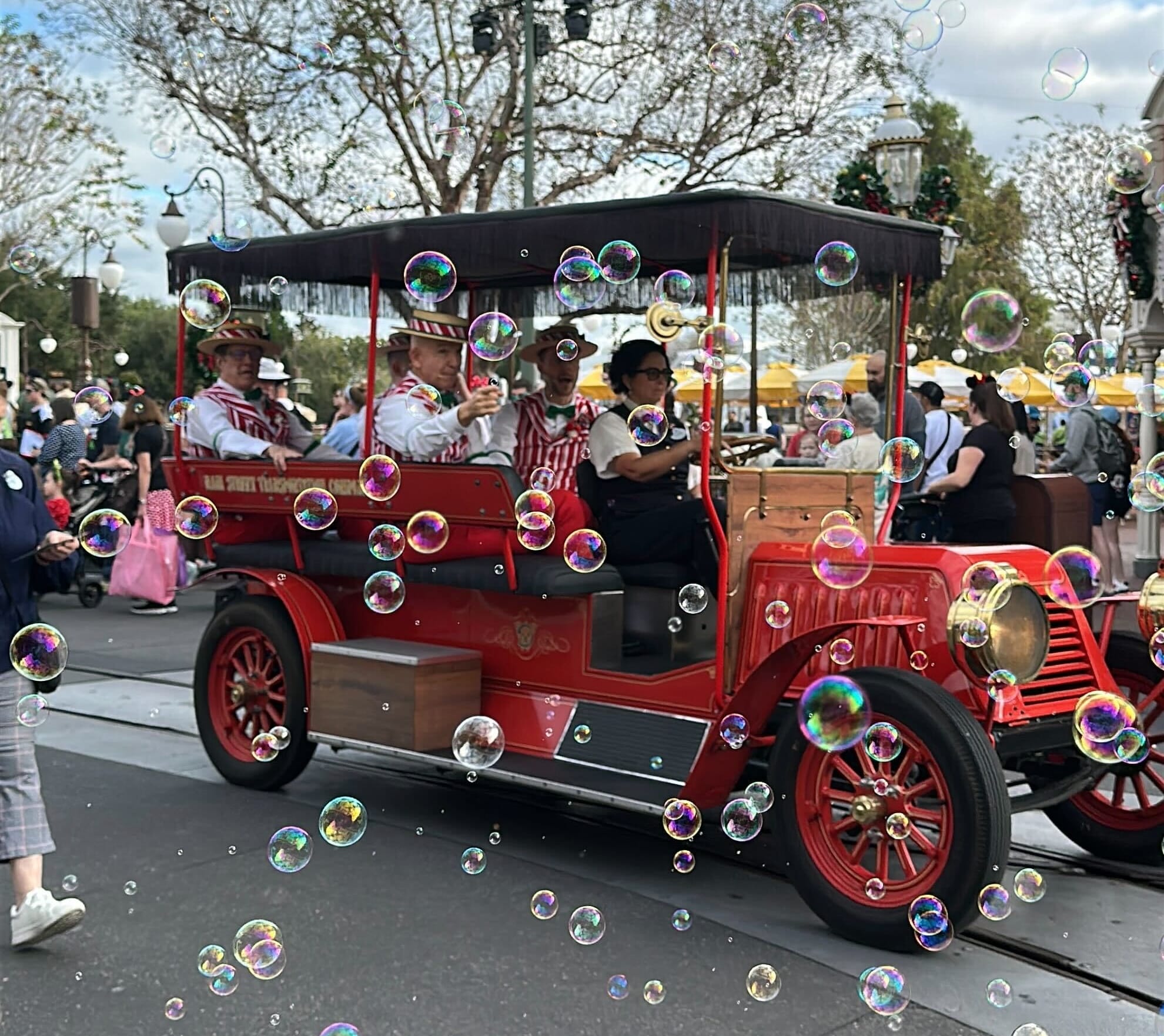 Sections of damaged pavement on Main Street, U.S.A. at Magic Kingdom are affecting trolley operations and potentially guest photos.
