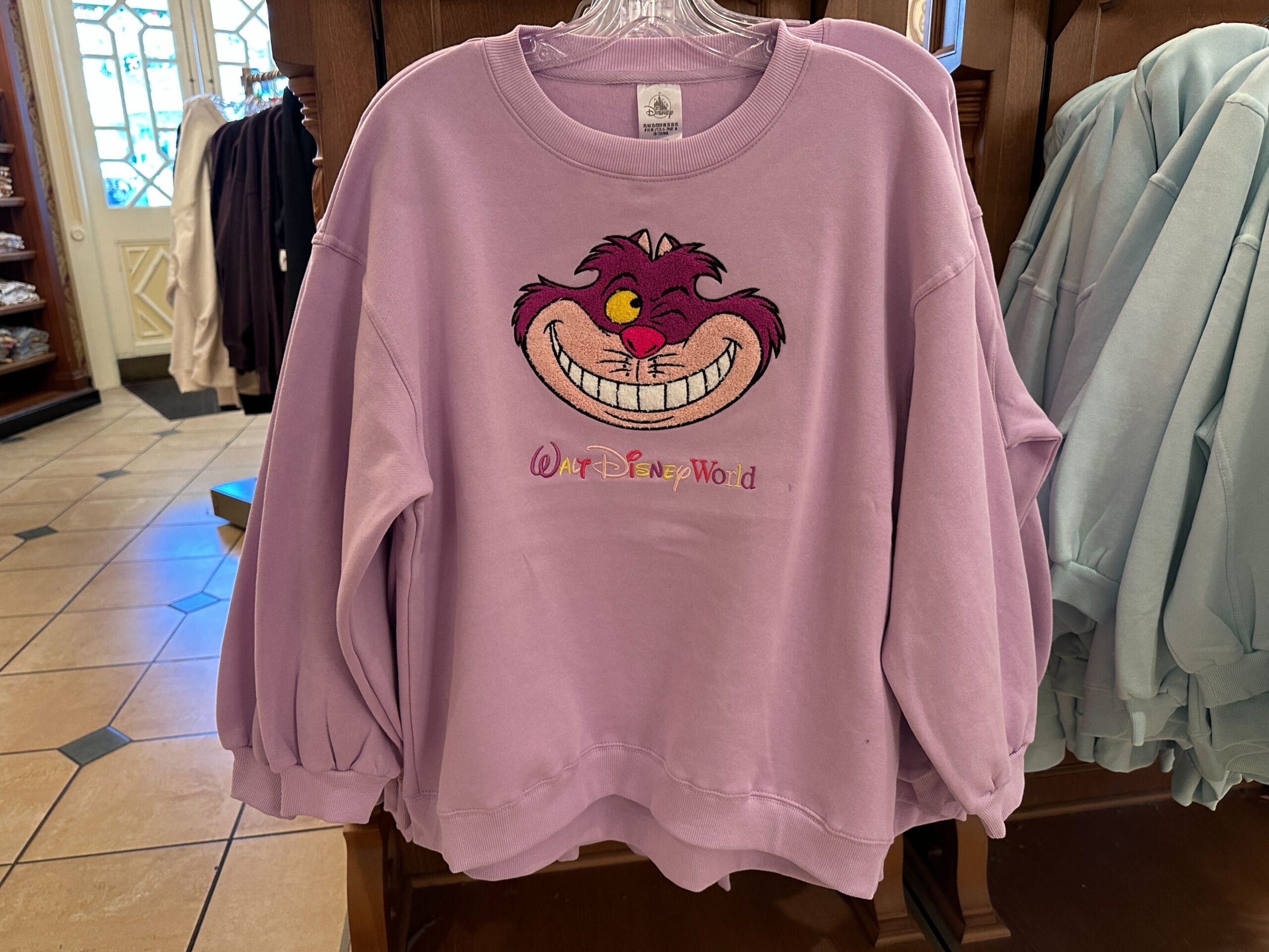 Olaf and the Cheshire Cat have arrived at Disney World in the form of character sweatshirts.