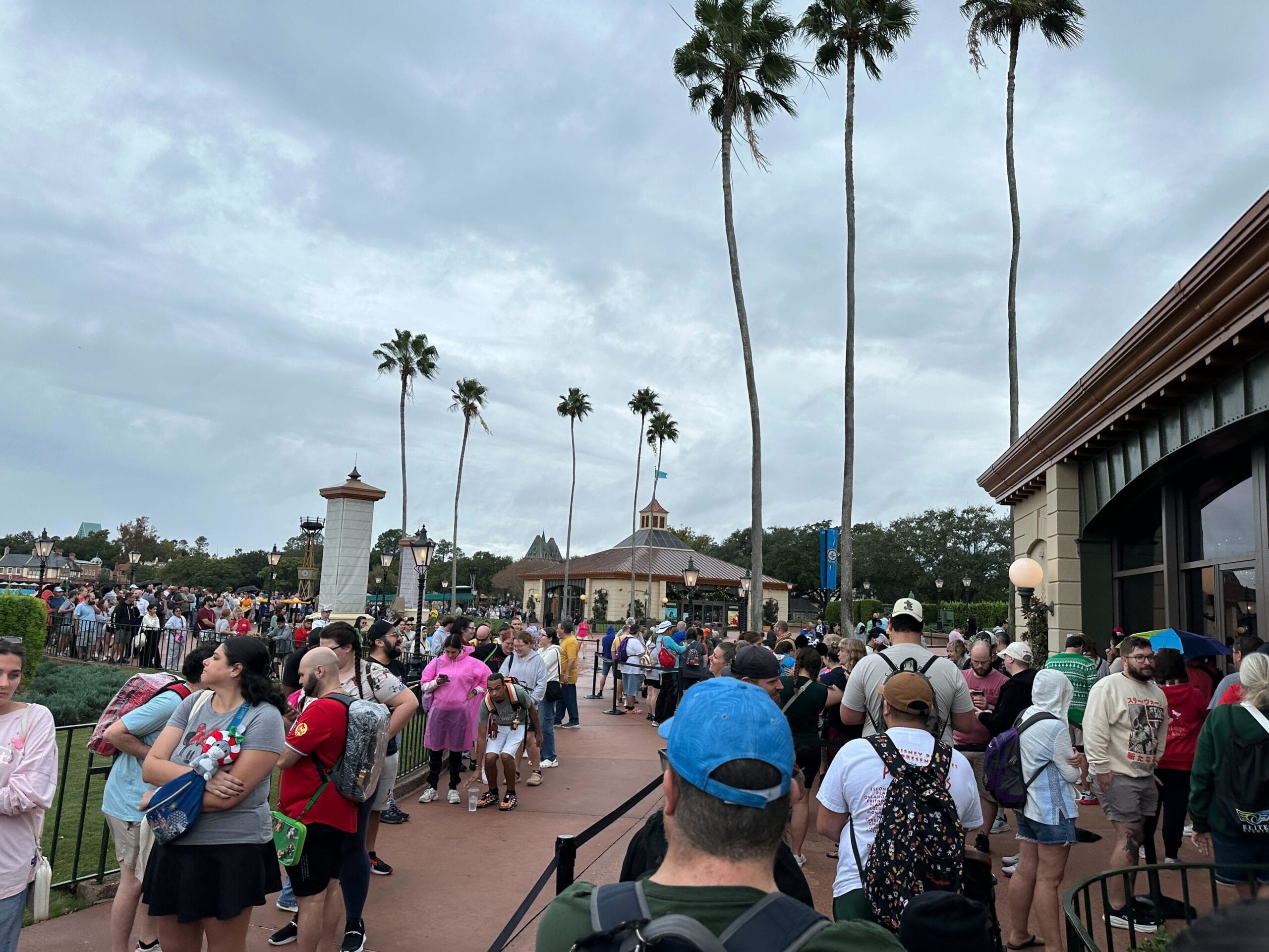 In the rain, the line to purchase pins at Disney Traders in EPCOT turned back on itself multiple times and still almost reached the Canada pavilion.